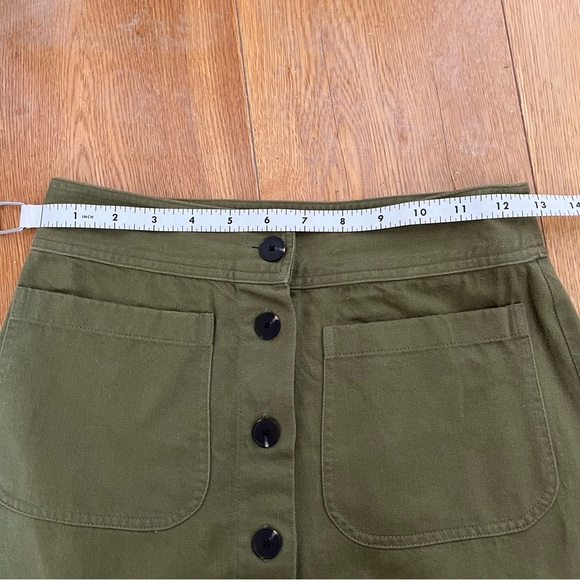Madewell Olive Green A Line Swing Mini Skirt, 00 - Picture 5 of 5